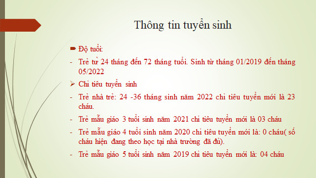 THÔNG BÁO TUYỂN SINH CHÍNH THỨC NĂM HỌC 2024 -2025