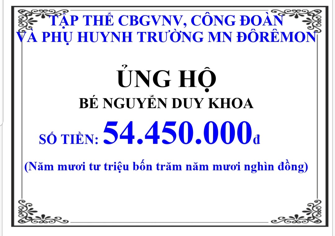 Công khai về việc hỗ trợ Bé Nguyễn Duy Khoa.