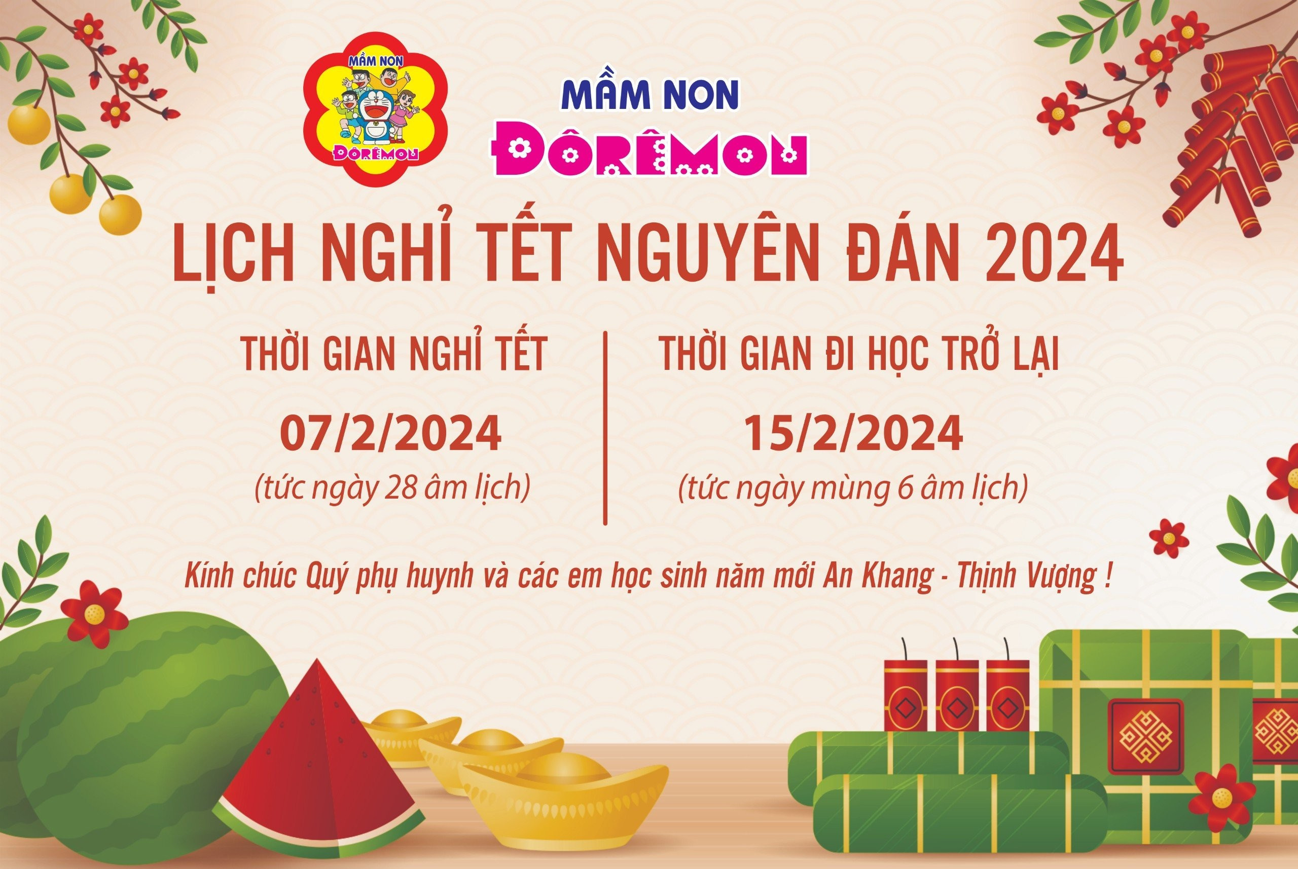 THÔNG BÁO LỊCH NGHỈ TẾT GIÁP THÌN 2024